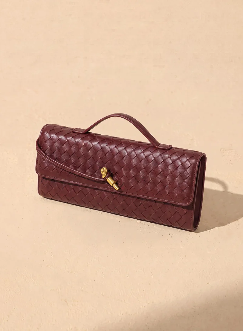 سنفير Woven Leather Clutch Bag