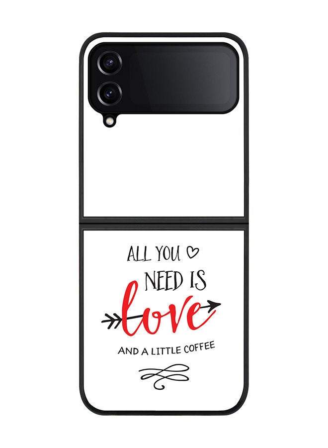 Stylizedd Rugged Black edge case for Samsung Galaxy Z Flip4 Slim fit Soft Case Flexible Rubber Edges Anti Drop TPU Gel Thin Cover - All You Need Is A Little Love - Image 1