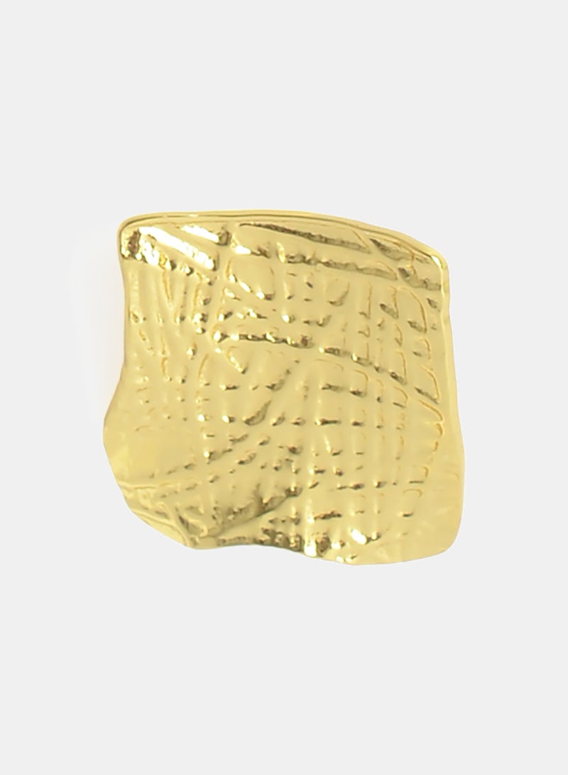 Akher el Ankoud Large, Square-Shaped Hammered Earring With A Screw-In Design - Earrings Adorned With Raised Patterns And Irregular Edges. - Image 2