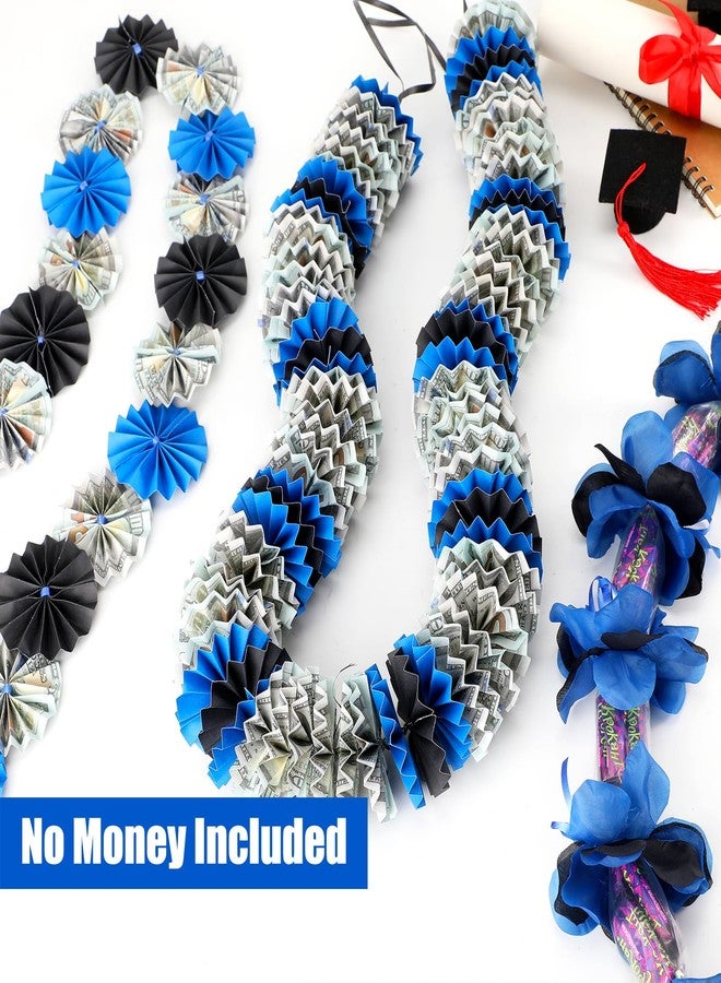 Levfla Graduation Money Lei, Class of 2026 Candy Lei Kit with DIY Flower Sticker Pieces, Congrats Senior High School College Grad Party Supplies Blue & Black Set of 6 No Money Included - Image 2