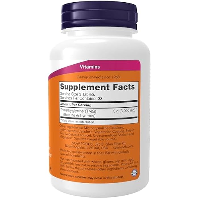 now Supplements, TMG Betaine (Trimethylglycine) 1,000 mg, Liver Support*, 100 Tablets - Image 2