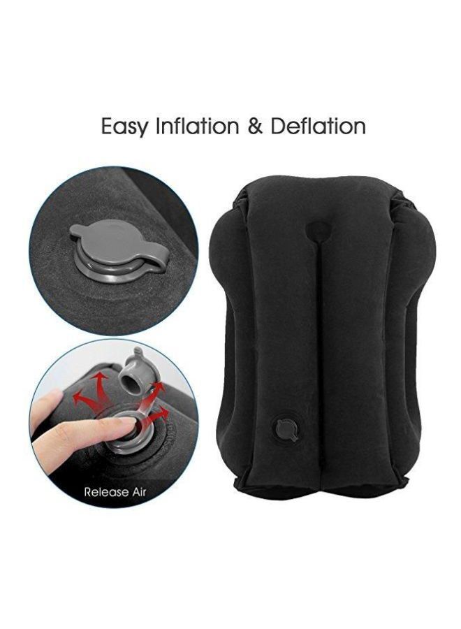 NIBEMINENT Portable Inflatable Travel Pillow Velvet Black 35x55centimeter - Image 3