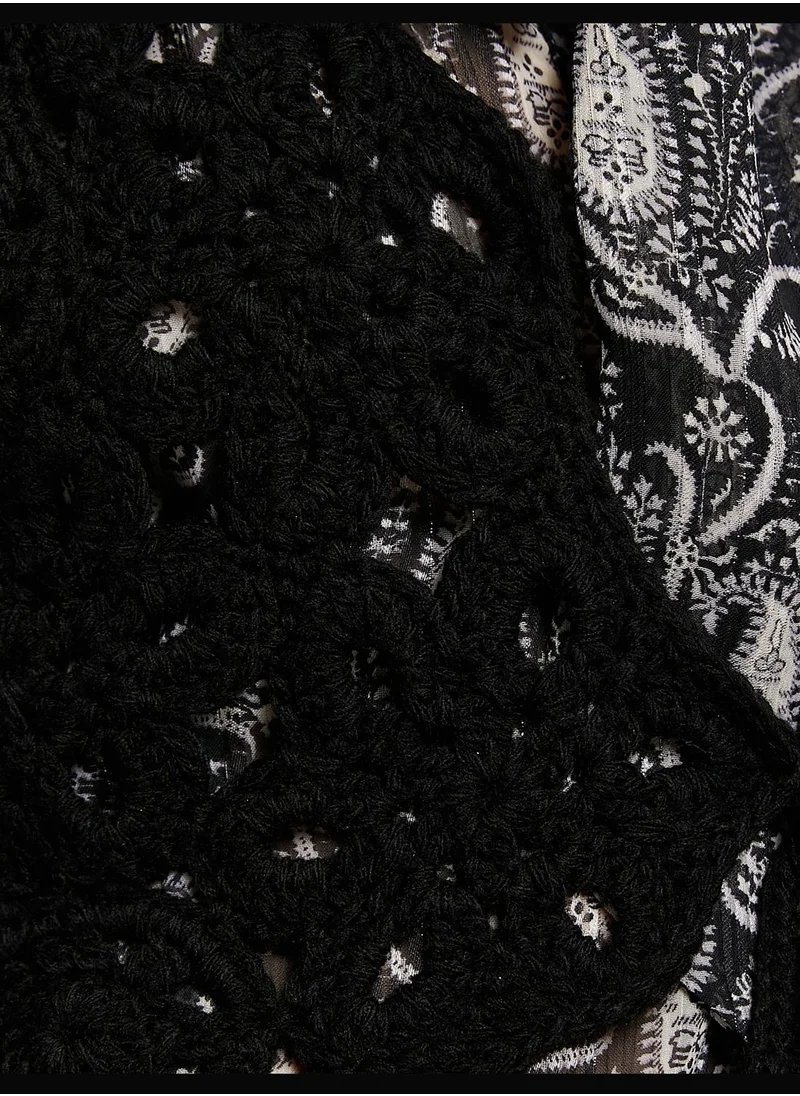 كوتون Crochet Detail Suede Looking Vest