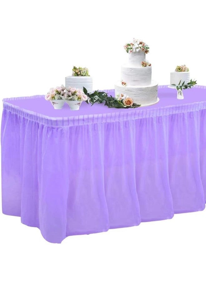 Thickened Waterproof Disposable Tablecloth For Birthday Party Wedding Celebration Reception Decorative Table Skirt-Color:Purple-Specifications:Table Skirt 420*70 - Image 1