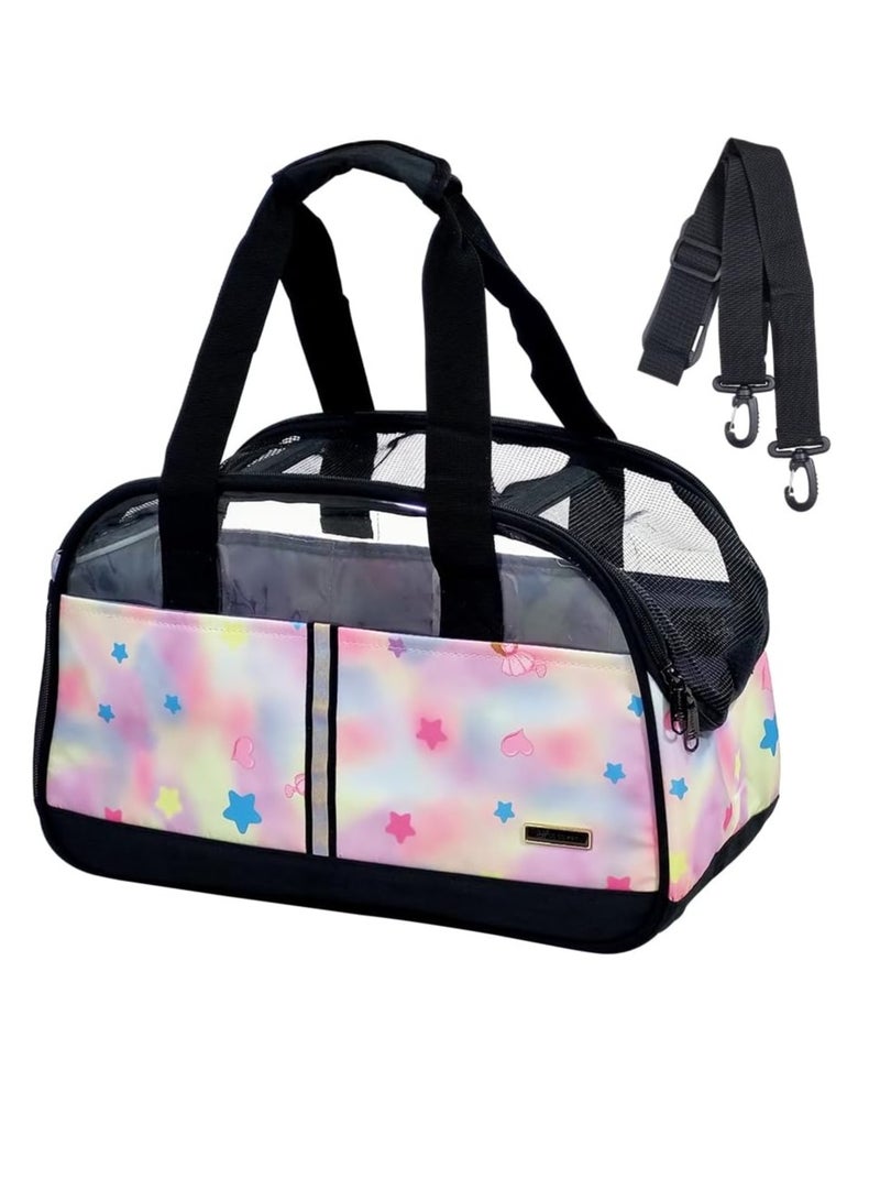 NNC PETS Transport bag with Comfortable mat, full top cover design, Durable Zippers, and Multiple storage pockets, Portable pet carrier bag with Handle, Leash inside, Shoulder strap & Breathable 42cm (Pink) - Image 1