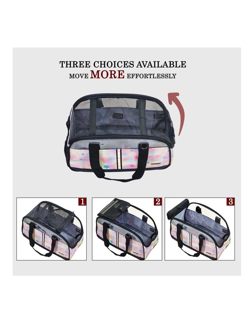 NNC PETS Transport bag with Comfortable mat, full top cover design, Durable Zippers, and Multiple storage pockets, Portable pet carrier bag with Handle, Leash inside, Shoulder strap & Breathable 42cm (Pink) - Image 5