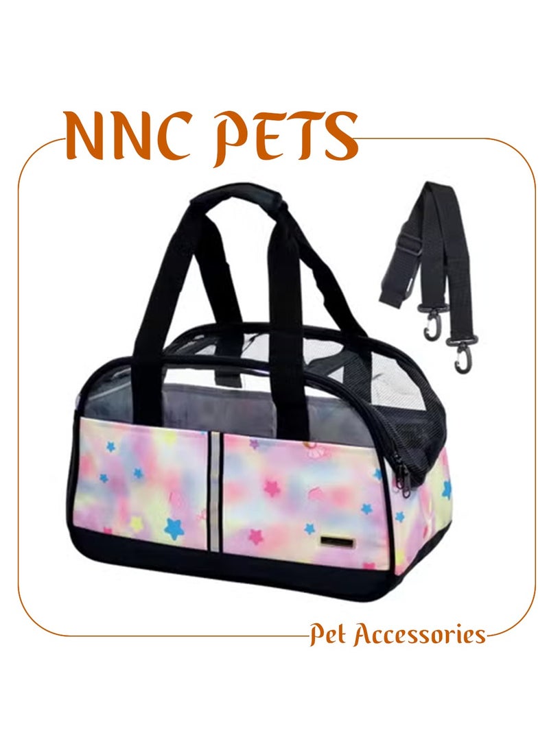 أن ان سي بيتس حقيبة نقل مع حصيرة مريحة، تصميم غطاء علوي كامل، سحابات متينة، وجيوب تخزين متعددة، حقيبة حمل محمولة للحيوانات الأليفة مع مقبض، مقود داخلي، حزام كتف وقابلة للتهوية 42 سم (وردي) - Image 1