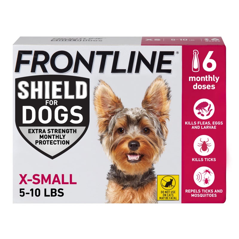FRONTLINE Shield Flea & Tick Treatment for X-Small Dogs 5-10 lbs., Count of 6 - Image 1