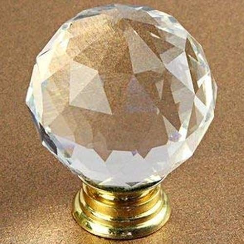 J P Hardware Clear Glass Crystal Cabinet Knobs/Glass Dresser Knobs Pack of 8 (30mm) (Round Gold Knob) - Image 4