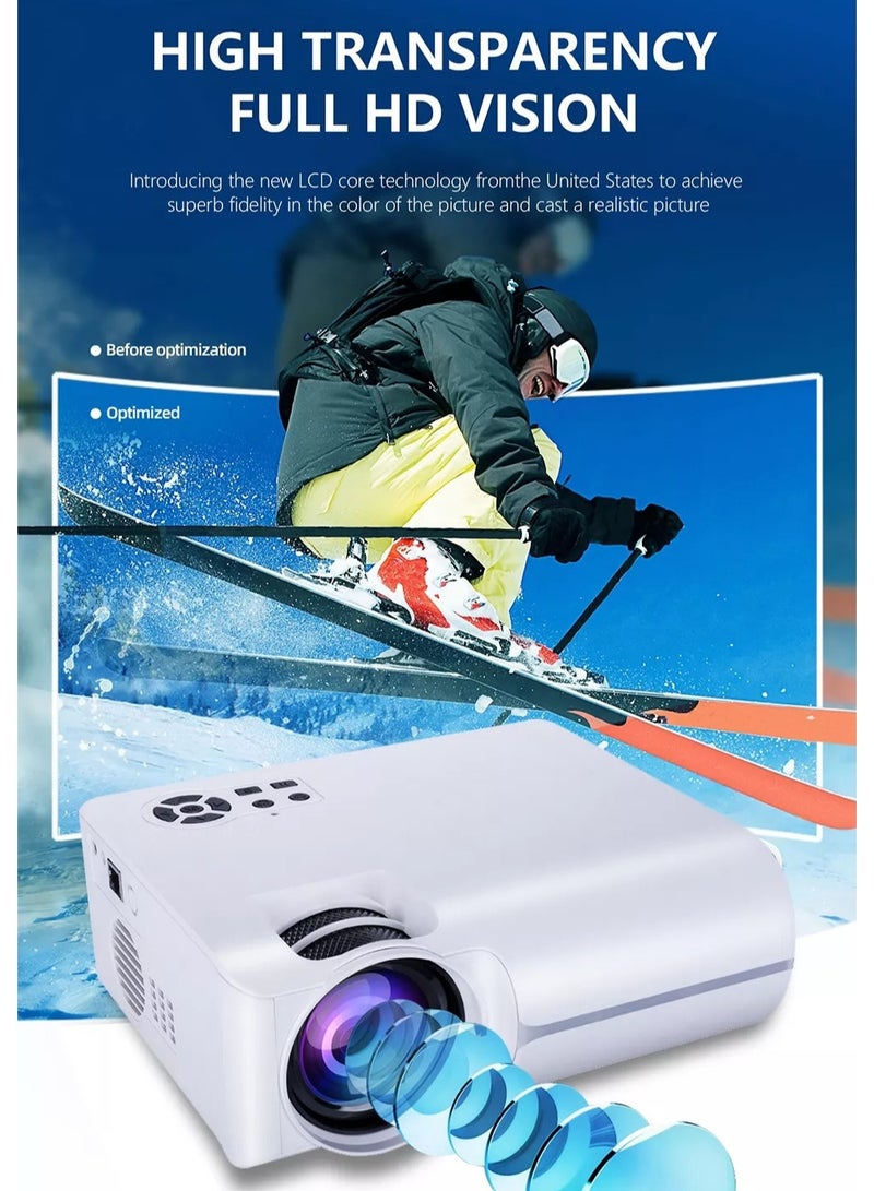 Mini Projector 1280 multipal 720P HD Portable Video Projector for Entertainment Small Outdoor Home Projectors for Movies Videos Games LED Light Resource Efficient Heat Dissipation Silent Fan