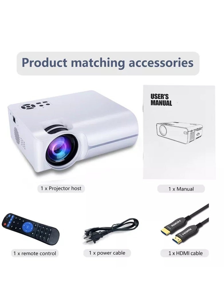 Mini Projector 1280 multipal 720P HD Portable Video Projector for Entertainment Small Outdoor Home Projectors for Movies Videos Games LED Light Resource Efficient Heat Dissipation Silent Fan