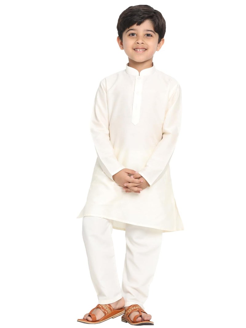 VASTRAMAY JBN Creation Boys' Cream Kurta Pyjama Set_JBNBK091CRnBVPCR_24 - Image 1