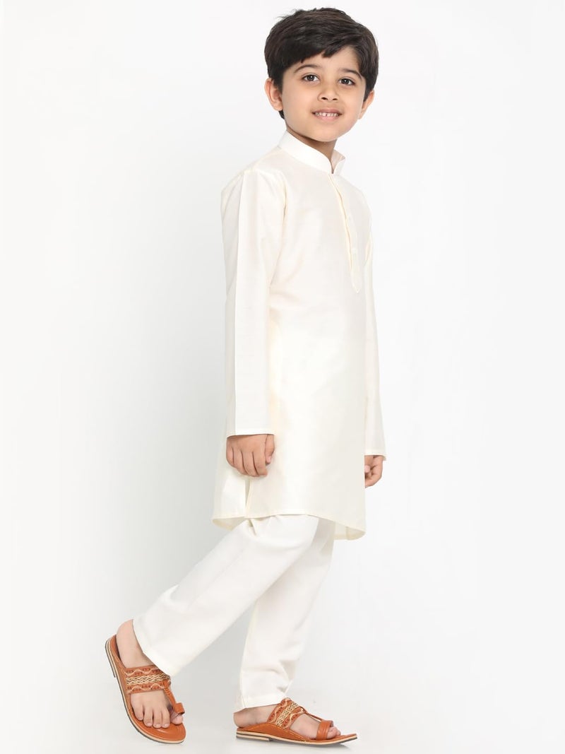 VASTRAMAY JBN Creation Boys' Cream Kurta Pyjama Set_JBNBK091CRnBVPCR_24 - Image 3