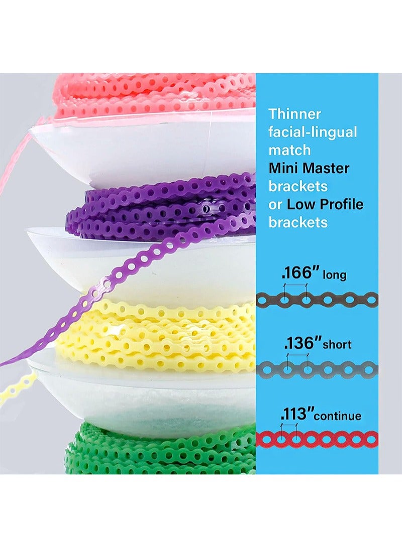 HaLunhi 4.5m Rthodontic Dental Elastic Chain，Dual Colors Color Dental Orthodontic Ultra Rubber Power Chain Elastic Rubber Band for Braces，Continuous（Short Type，Purple+Pink）  - Image 3