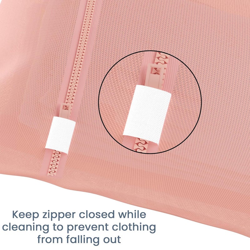 Kuber Industries Set of 18 Polyester Mesh Laundry Bag with Zip Reusable Washing Bags for Washing Machine Ideal for Delicate Fabrics Lingerie Shoes Protection YZ2PNK Peach - Image 2
