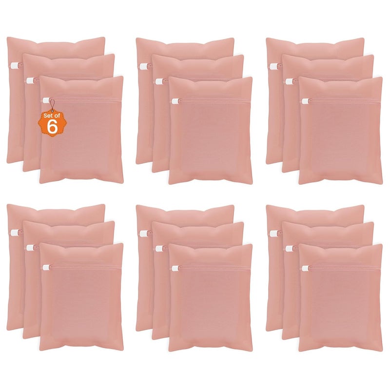 Kuber Industries Set of 18 Polyester Mesh Laundry Bag with Zip Reusable Washing Bags for Washing Machine Ideal for Delicate Fabrics Lingerie Shoes Protection YZ2PNK Peach - Image 1