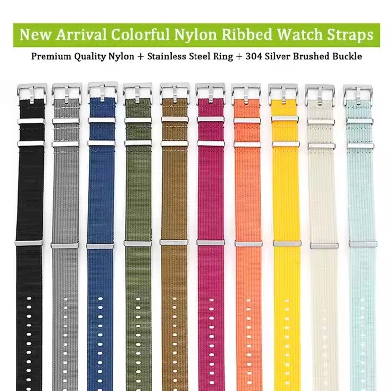 Bluejw 18mm 20mm 22mm 24mm Single Pass Bond Braided Ribbed Nylon Watch Strap – Replaceable Canvas Smart Watch Band for Apple Watch & Other Wristwatches - Image 4