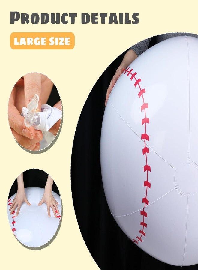 Shindel كرة بيسبول قابلة للنفخ شيندل 27 بوصة، كرة عملاقة قابلة للنفخ لتزيين حفلات البيسبول وزينة عيد الميلاد، ألعاب كرة شاطئ للمسبح للأطفال - Image 3