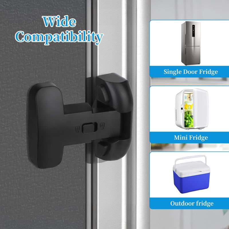 YCTMALL Heavy Duty Protection Fridge Lock for Refrigerator Cabinets,Drawers,Child Safety Cabinet Locks,Easy Install Without Keysï¼ŒBlack. - Image 2