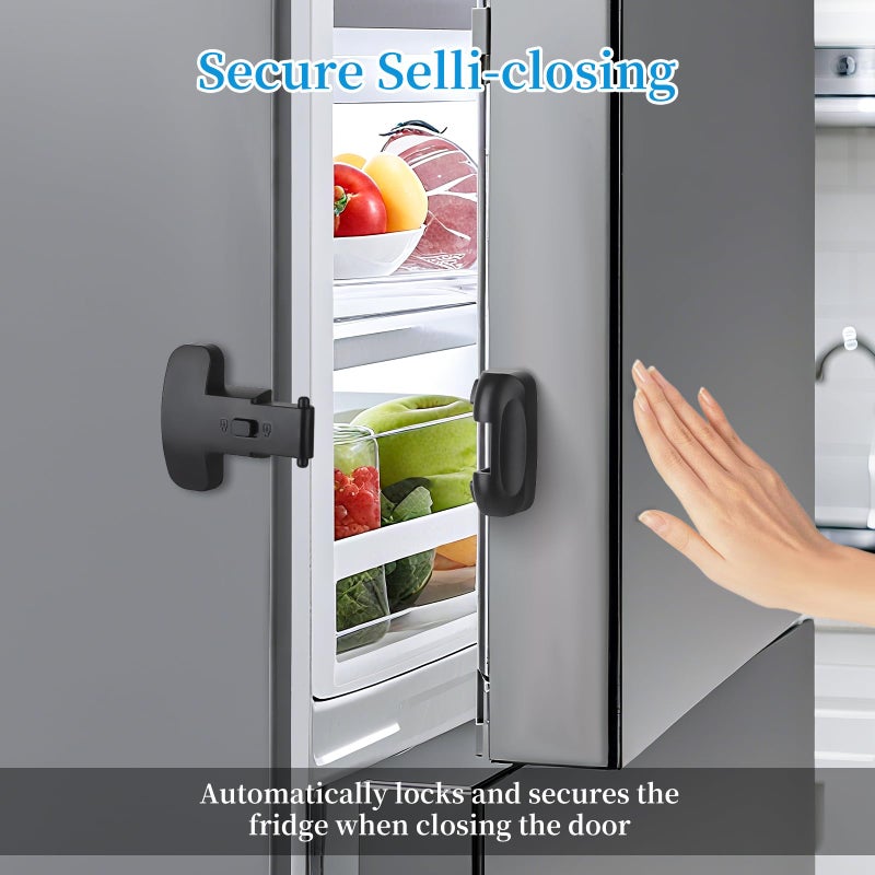 YCTMALL Heavy Duty Protection Fridge Lock for Refrigerator Cabinets,Drawers,Child Safety Cabinet Locks,Easy Install Without Keysï¼ŒBlack. - Image 4