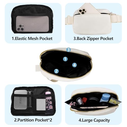 VOROLO Fanny Pack For Women And Men Crossbody Bag Belt Bag with Adjustable Strap Graduation Gifts Off White - Image 3