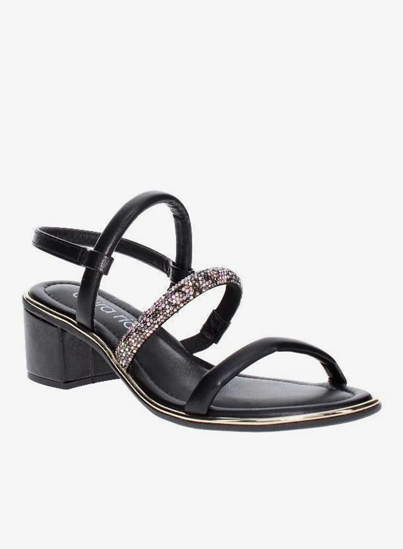 Beira Rio Black Mid Heels Sandals for Women – Sling Back Heel Sandals for Girls with Ankle Strap for Women | Best Price UAE