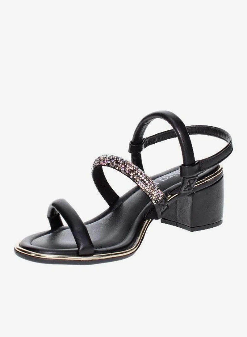 Beira Rio Black Mid Heels Sandals for Women – Sling Back Heel Sandals for Girls with Ankle Strap for Women | Best Price UAE