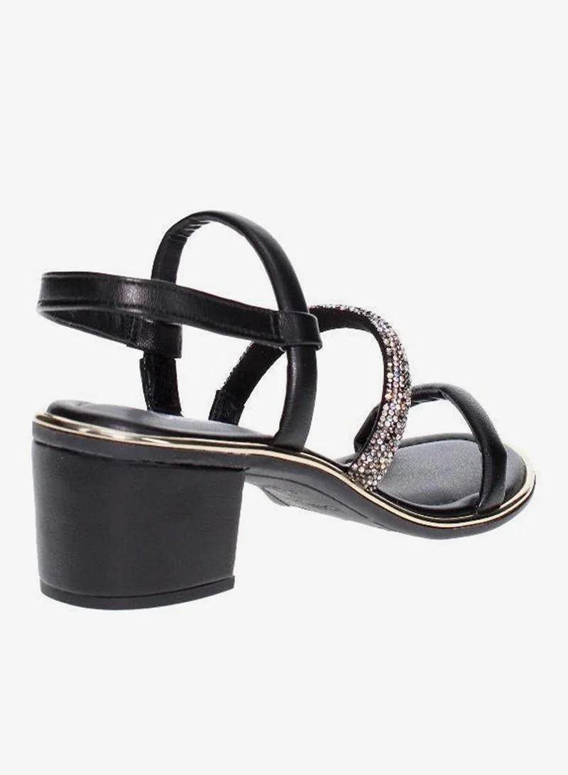 Beira Rio Black Mid Heels Sandals for Women – Sling Back Heel Sandals for Girls with Ankle Strap for Women | Best Price UAE