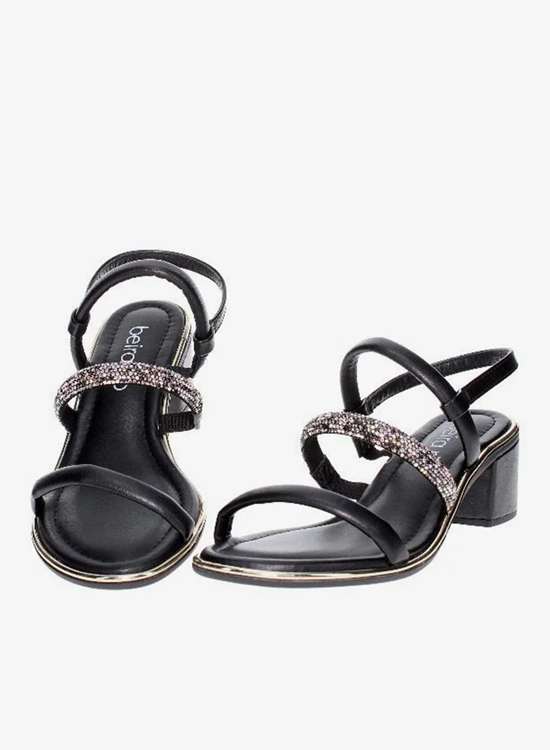 Beira Rio Black Mid Heels Sandals for Women – Sling Back Heel Sandals for Girls with Ankle Strap for Women | Best Price UAE