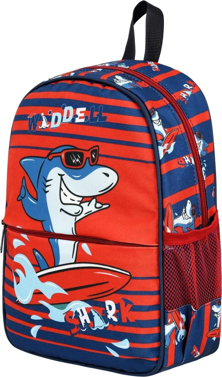 Waddell Licensed Shark Patterned Navy Blue Red Kindergarten Nursery Backpack
