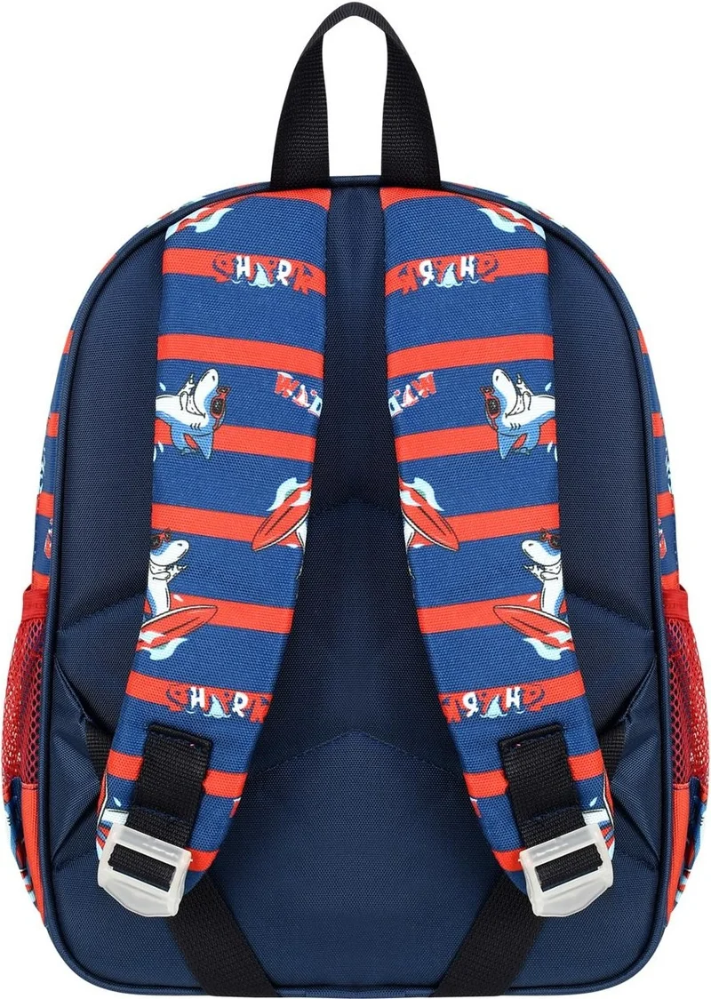 Waddell Licensed Shark Patterned Navy Blue Red Kindergarten Nursery Backpack