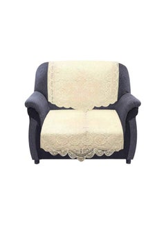 Kuber Industries Kuber Industries Premium Sofa Cover with Center Table Cover|Chikankari Cotton Fabric|7 Pieces Cotton 5 Seater Sofa Cover Set (Cream)  - Image 2