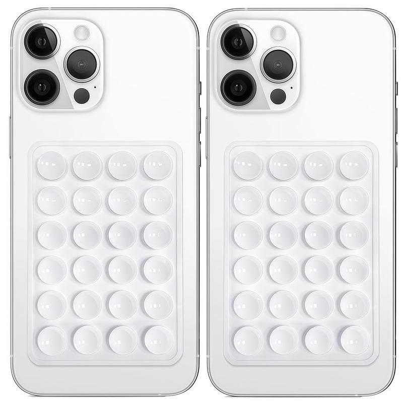 Galundge 2 Pack Silicone Suction Phone Case Mount, Non Slip Sticky Grip for Cellphone, Silicon Adhesive Suction Cup Mount, Strong Grip Holder for Selfies and Videos (White) - Image 1