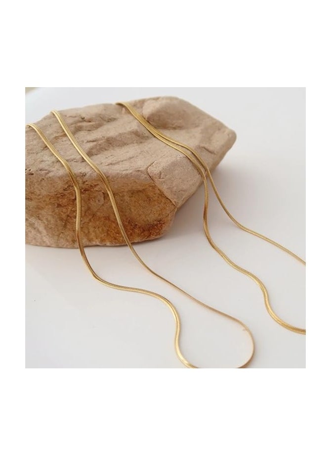 Tewiky - Tewiky Herringbone Necklace for Women, 14k Gold Plated Thin Gold Chain Necklace Flexible Flat Snake Chain Choker Necklaces 1.5MM Gold Necklaces Gifts for Women - Image 1