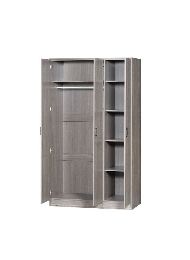 DANUBE HOME Gamorah 3 Door Wardrobe Modern Wooden Wardrobe with Spacious Storage, Stylish Swing Doors for Bedroom, Closet Organizer, Elegant Home Furniture & Bedroom DÃ©cor -Warm Grey - Image 4