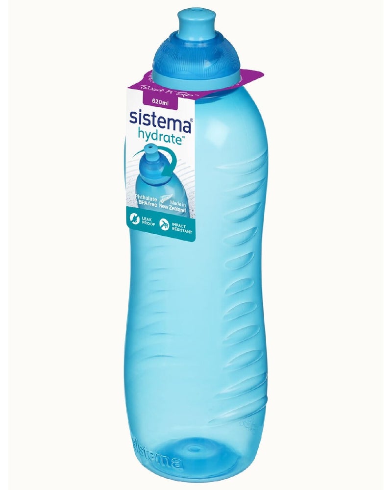 Sistema 620ML Squeeze Bottle, BPA-Free, Easy-Squeeze Water Bottle for Kids, School, Sports, Travel & Outdoor Activities, Leak-Proof & Lightweight - Blue - Image 1