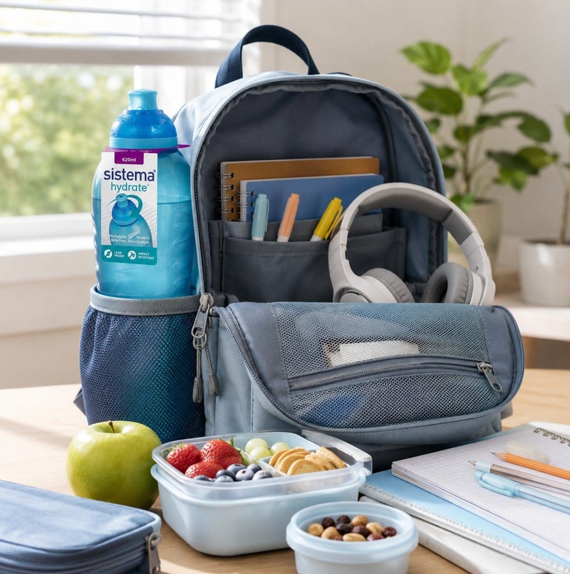 Sistema 620ML Squeeze Water Bottle, BPA Free Leak-Proof Reusable Sports Drinking Bottle, Lightweight Easy-Squeeze Bottle for School, Kids, Gym, Travel & Everyday Hydration - Blue - Image 4