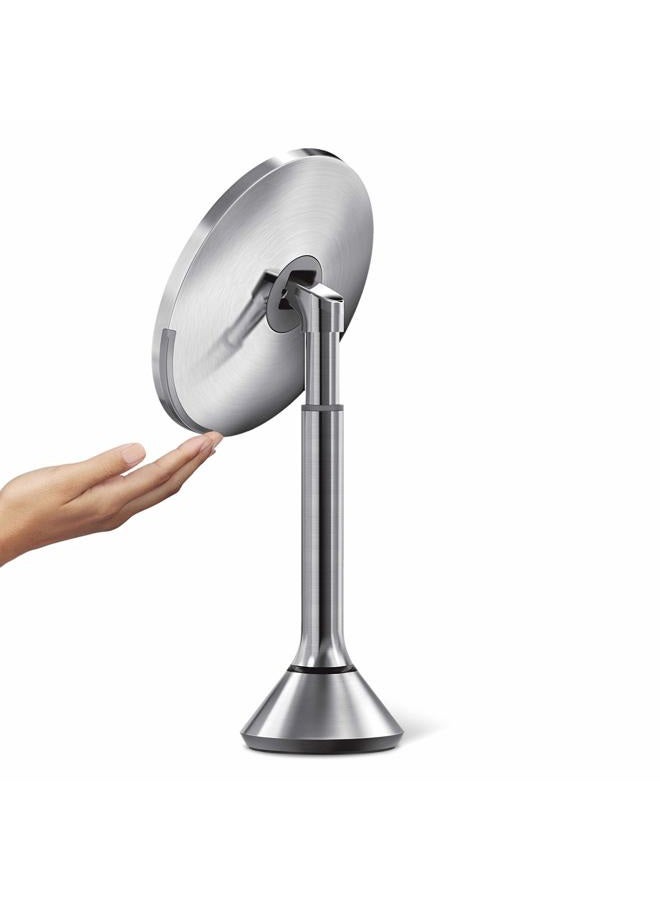simplehuman Floor Mount 8" Round Sensor Makeup Mirror with Touch-Control Brightness, 5X Magnification, Rechargeable and Cordless, Brushed Stainless Steel  - Image 4