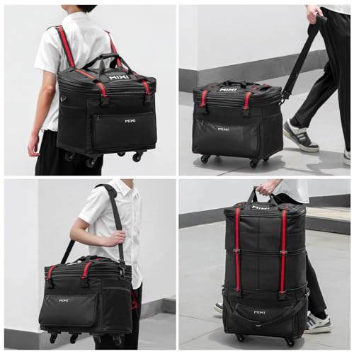 mixi Travel Bag with Wheels Expandable Foldable Luggage Bag Collapsible Rolling Travel Bag Duffel Bag Large Capacity Suitcase for Men Women, Black - Image 4