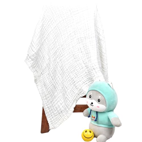 MOM'S HOME Baby Super Soft Absorbent Muslin 6 Layer wash Towel- 100X100 CM - (0-3 Years)- White - Image 3