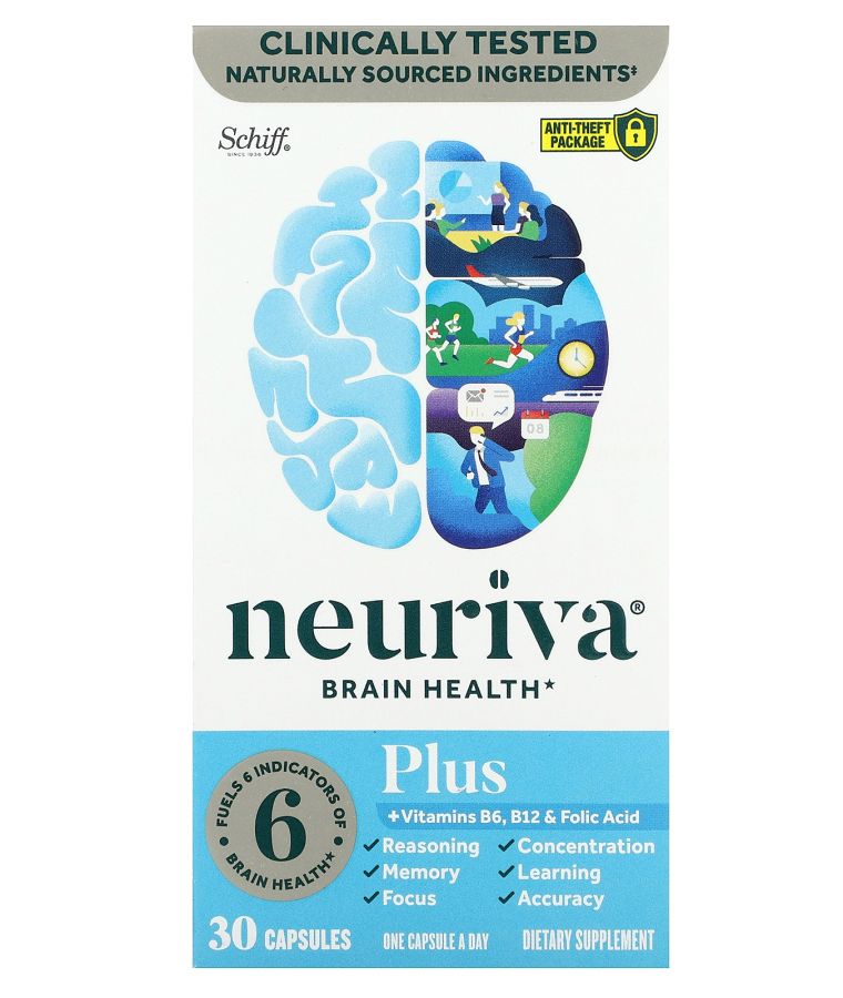 Neuriva Brain Health Plus Vitamins B6 B12 & Folic Acid 30 Capsules