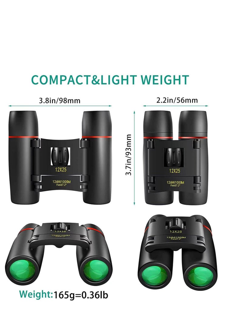 POLDR POLDR 12X25 Small Pocket Binoculars Compact Adults,Mini Kids Binoculars Boys for Bird Watching,Concert Theater Opera  - Image 3