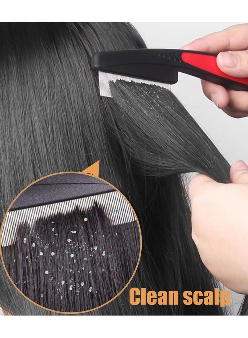 KHAJUL 2 Pcs Comb Set, Fine Tooth Scalp Detox Comb, Lice for Women, Men and Kids, Stainless Steel Scalp Detoxing, Sweep and Massage, Hair Brush Tool for Hair Care (Brown/Red/Black) - Image 4