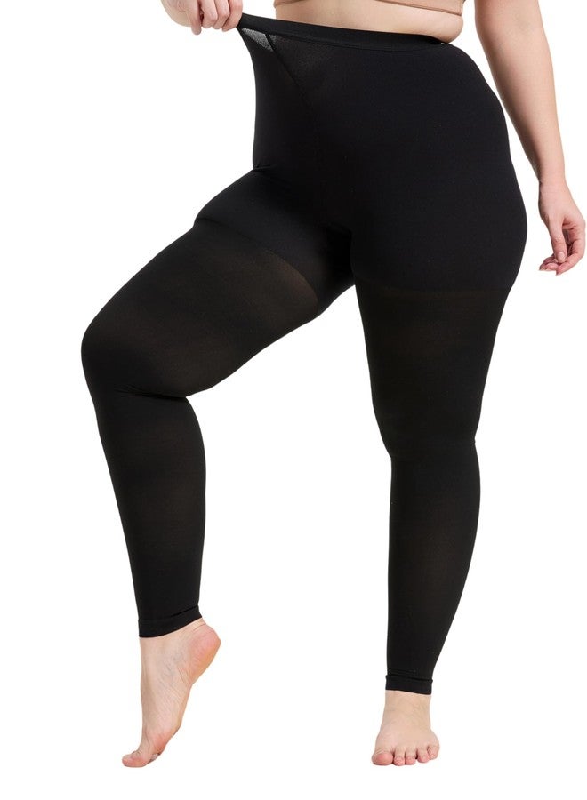 MGANG Plus Size Medical Compression Pantyhose 20-30mmHg Graduated Wide Calf Footless Tights, High Waist Support Stockings for Varicose Veins, Edema, Maternity, Daily Wear, Women Men, Black 3XL - Image 4
