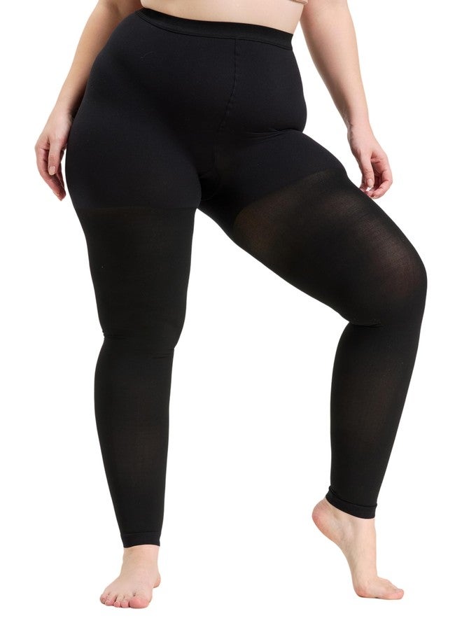 MGANG Plus Size Medical Compression Pantyhose 20-30mmHg Graduated Wide Calf Footless Tights, High Waist Support Stockings for Varicose Veins, Edema, Maternity, Daily Wear, Women Men, Black 3XL - Image 1