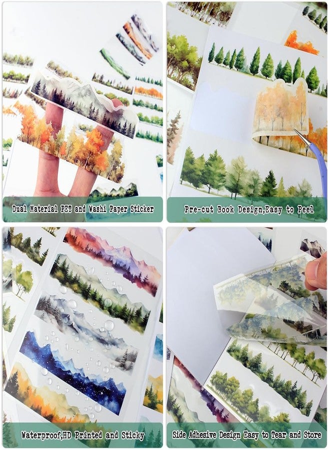 Dwpetzo 20 Sheets Nature Landscape Pre-Cut Journaling Stickers Book for Junk Journaling, Scrapbooking, Collage, Planner, Album, Transparent PET and Washi Stickers for Adults - Image 3
