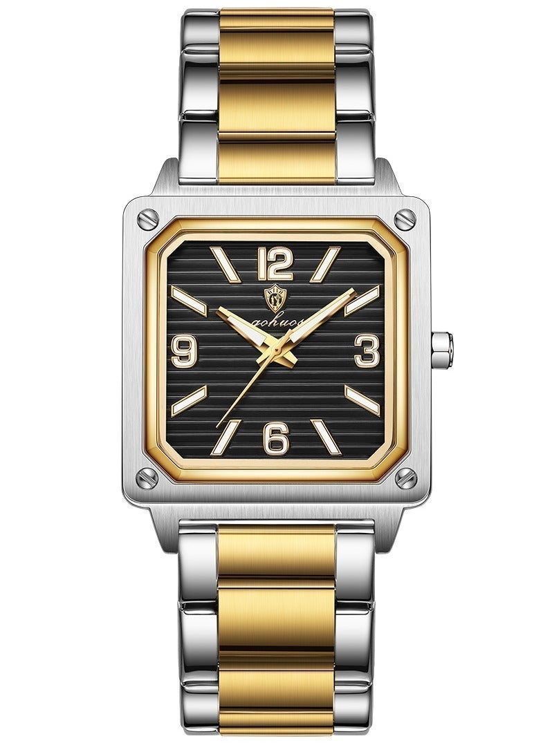 GOHUOS Men's Watch, Top Brand Luxury Stainless Steel Band Quartz Chronograph Waterproof Luminuos Square Wrist Watch- 35mm - Father or Boyfriend Gift - Image 5