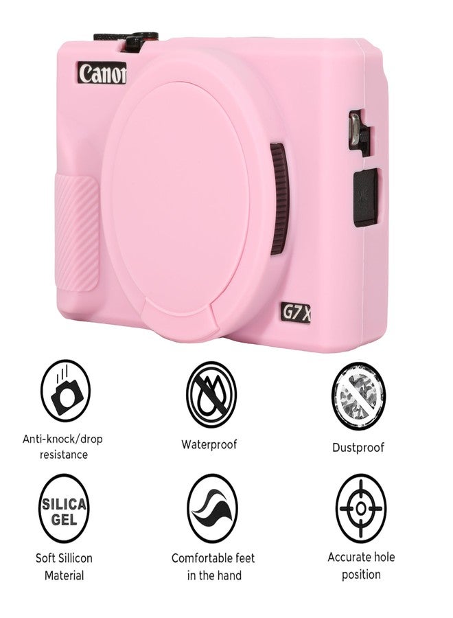 AEXUTDA Case for Canon Powershot G7X Mark III Digital Camera, G7X Mark iii Camera Silicone Case, Anti-Scratch Slim Fit Soft Skin, G7X Mark 3 Accessories with Detachable Lens Cover - Pink - Image 3