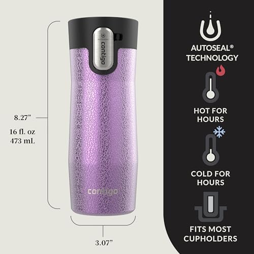 Contigo® AUTOSEAL® West Loop Vacuum-Insulated Stainless Steel Travel Mug with Easy-Clean Lid, 16 oz, 2-Pack, Crystal Pansy; Crystal Juniper - Image 2