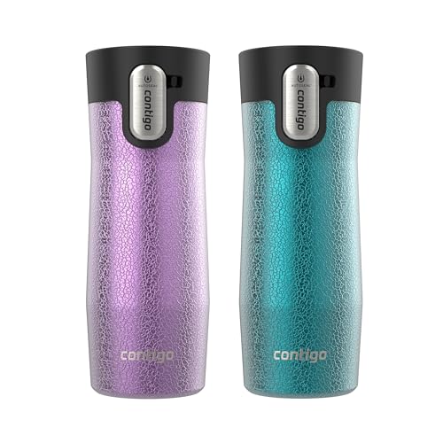 Contigo® AUTOSEAL® West Loop Vacuum-Insulated Stainless Steel Travel Mug with Easy-Clean Lid, 16 oz, 2-Pack, Crystal Pansy; Crystal Juniper - Image 1